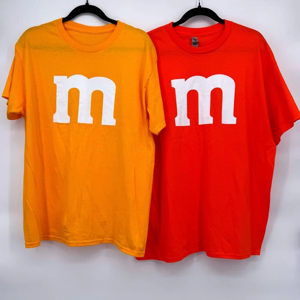 M&Ms Graphic Tee 2 Pack Yellow Orange Halloween Costume Retro Y2K Candy Tee XL
